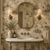 Oriental Garden Crane Chinoiserie Wallpaper