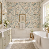 Blue Songbird Peony Chinoiserie Wallpaper