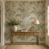 Heron Willow Garden Chinoiserie Wallpaper