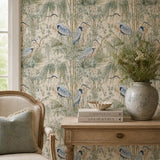 Heron Willow Garden Chinoiserie Wallpaper