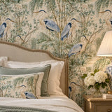 Heron Willow Garden Chinoiserie Wallpaper