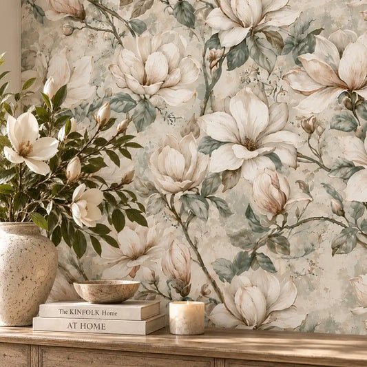 Magnolia Blossom Garden Chinoiserie Wallpaper