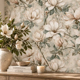 Magnolia Blossom Garden Chinoiserie Wallpaper