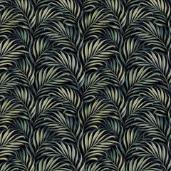 Deep charcoal olive luxury jungle palm peel-and-stick wallpaper for dramatic accent wall