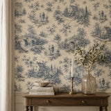 French Riverside Toile Wallpaper