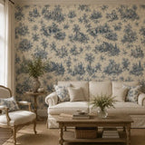 French Riverside Toile Wallpaper
