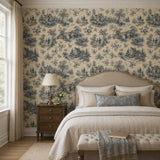 French Riverside Toile Wallpaper