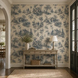 French Riverside Toile Wallpaper