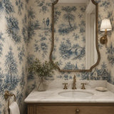 French Riverside Toile Wallpaper