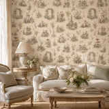 Romantic Garden French Toile Wallpaper