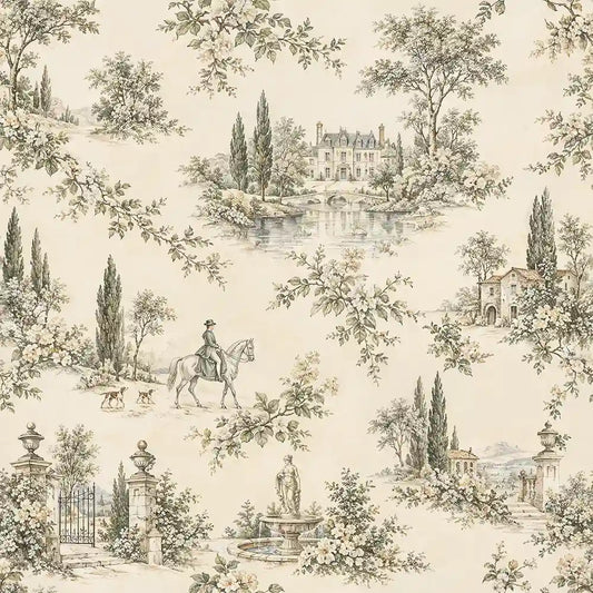 French Country Estate Toile Wallpaper