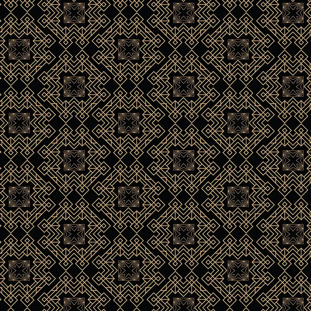Black gold luxury Art Deco pattern peel-and-stick wallpaper for bedroom or living room