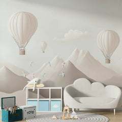 Hot Air Balloon Kids Wall Mural – Nursery Peel-and-Stick Large Removable Design