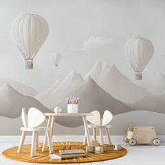 Hot Air Balloon Kids Wall Mural – Nursery Peel-and-Stick Large Removable Design