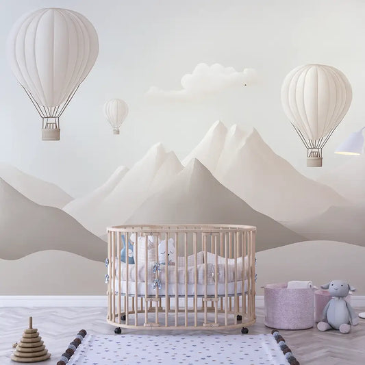 Hot Air Balloon Kids Wall Mural – Nursery Peel-and-Stick Large Removable Design