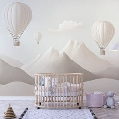 Hot Air Balloon Kids Wall Mural – Nursery Peel-and-Stick Large Removable Design