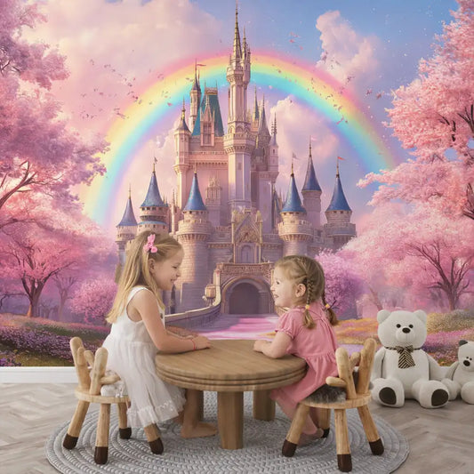 Princess Castle Girls Wall Mural – Magical Peel-and-Stick Large Nursery Design