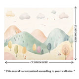 Pastel Dreamland Hills Wall Mural – Kids Room Peel-and-Stick Large Removable Design