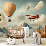 Vintage Air Adventure Wall Mural – Peel-and-Stick Large Removable Design