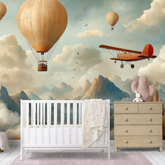 Vintage Air Adventure Wall Mural – Peel-and-Stick Large Removable Design