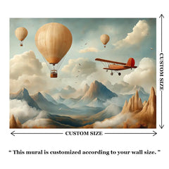 Vintage Air Adventure Wall Mural – Peel-and-Stick Large Removable Design