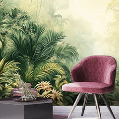 Tropical Jungle Paradise Wall Mural – Peel-and-Stick Large Removable Design