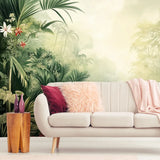 Tropical Jungle Paradise Wall Mural – Peel-and-Stick Large Removable Design