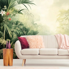 Tropical Jungle Paradise Wall Mural – Peel-and-Stick Large Removable Design