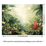 Tropical Jungle Paradise Wall Mural – Peel-and-Stick Large Removable Design