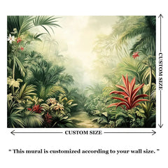 Tropical Jungle Paradise Wall Mural – Peel-and-Stick Large Removable Design