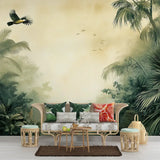 Misty Jungle Wall Mural – Lush Green Peel-and-Stick Large Removable Design