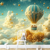 Dreamy Hot Air Balloon Sky Wall Mural – Peel-and-Stick Large Nursery Design
