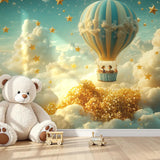 Dreamy Hot Air Balloon Sky Wall Mural – Peel-and-Stick Large Nursery Design