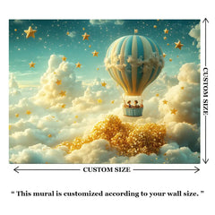 Dreamy Hot Air Balloon Sky Wall Mural – Peel-and-Stick Large Nursery Design