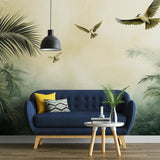 Tropical Mist Birds Wall Mural – Peel-and-Stick Large Bedroom Living Room Design