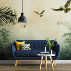 Tropical Mist Birds Wall Mural – Peel-and-Stick Large Bedroom Living Room Design
