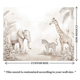 Beige Safari Wall Mural – Neutral Kids Room Peel-and-Stick Large Nursery Design