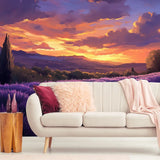 Lavender Field Wall Mural – Peel-and-Stick Large Bedroom Living Room Design