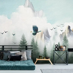 Forest Eagle Wall Mural – Peel-and-Stick Large Bedroom Nature Design