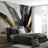 Black and Gold Banana Leaf Luxury Wall Mural – Peel-and-Stick Large Removable Design