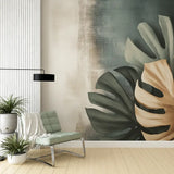 Modern Tropical Monstera Leaf Wall Mural – Peel-and-Stick Large Removable Design