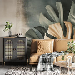 Modern Tropical Monstera Leaf Wall Mural – Peel-and-Stick Large Removable Design
