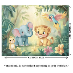 Cute Jungle Friends Kids Wall Mural – Peel-and-Stick Large Nursery Design
