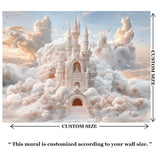 Dreamy Cloud Castle Fairytale Wall Mural – Peel-and-Stick Large Kids Room Design