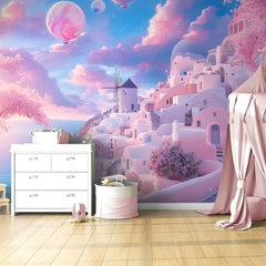 Little Princess Dream Village Girls Bedroom Wall Mural – Peel-and-Stick Large Design
