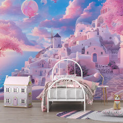 Little Princess Dream Village Girls Bedroom Wall Mural – Peel-and-Stick Large Design