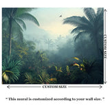 Misty Tropical Rainforest Wall Mural – Peel-and-Stick Large Bedroom Living Room
