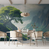 Nature and Mountain Landscape Wall Mural – Peel-and-Stick Large Bedroom Design