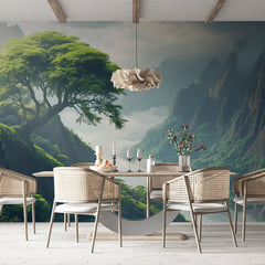 Nature and Mountain Landscape Wall Mural – Peel-and-Stick Large Bedroom Design