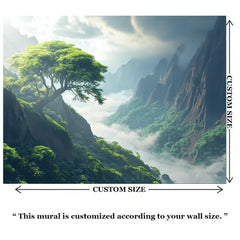 Nature and Mountain Landscape Wall Mural – Peel-and-Stick Large Bedroom Design
